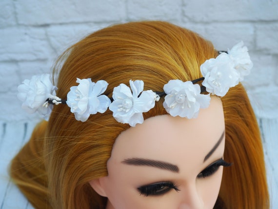 Flower Hair Garland Flower Headband Wedding Hair Flowers Etsy