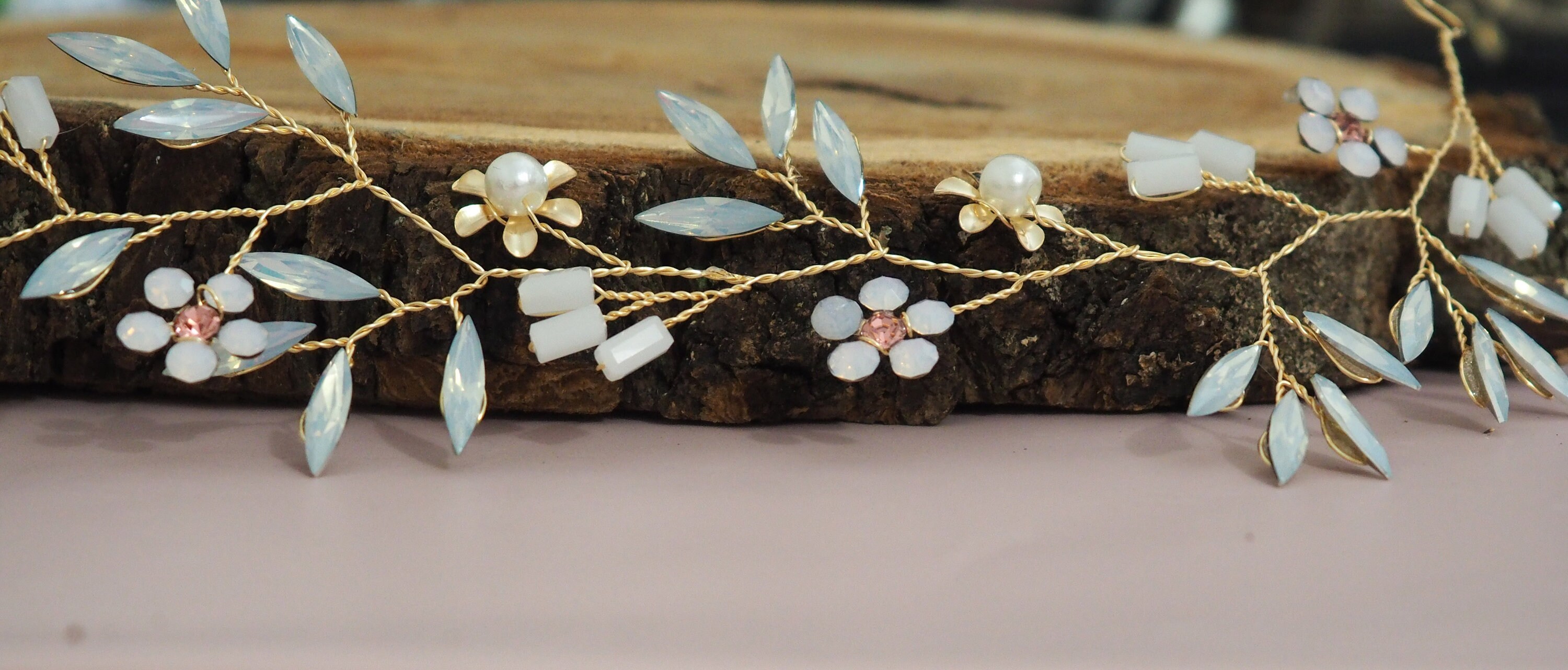 Blue hair accessory Blue gold hair piece Bridal hair vine Etsy