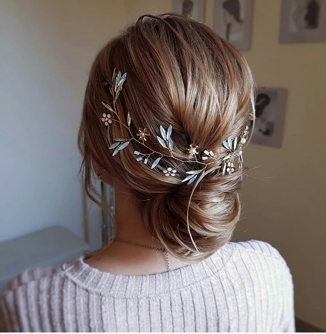 Blue Hair Accessory Blue Gold Hair Piece Bridal Hair Vine Etsy