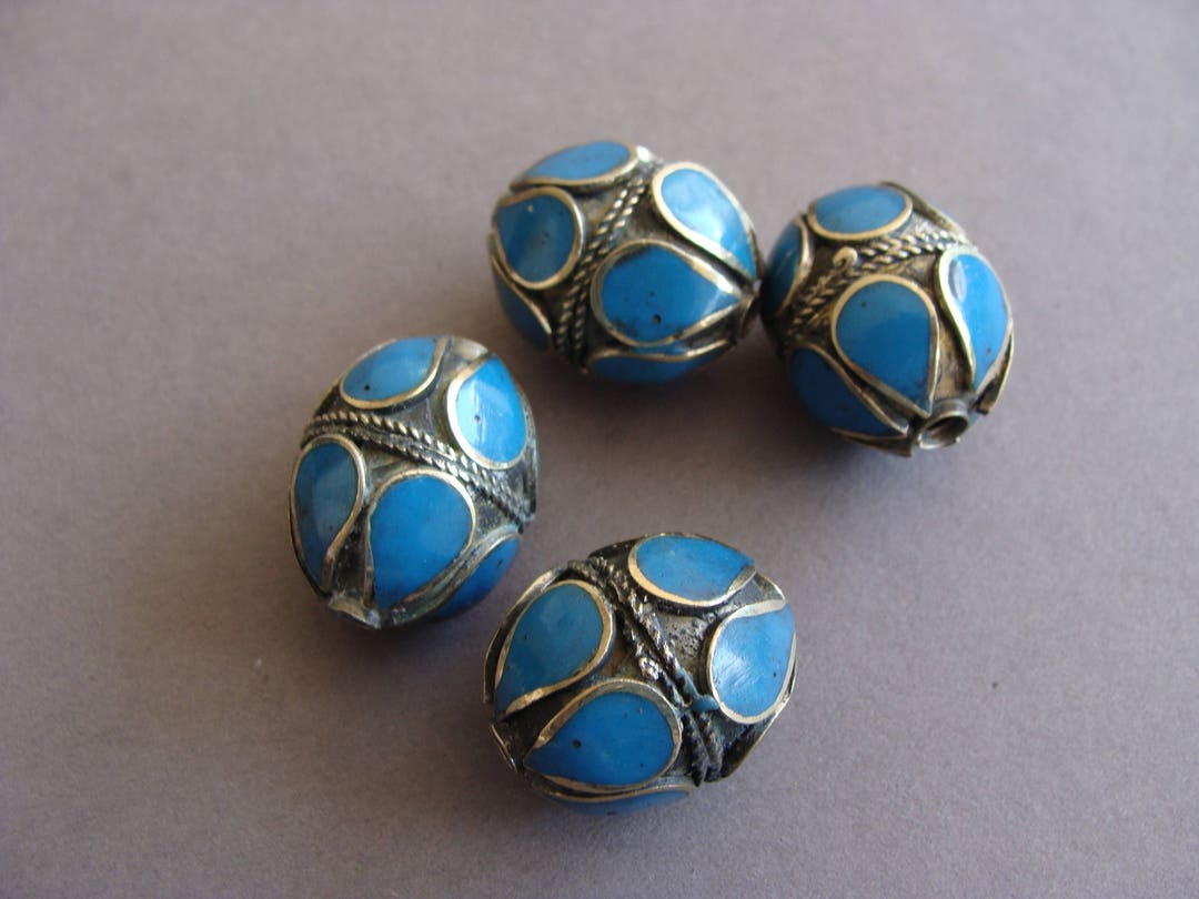 Big Afghan Beads Blue Beads Round Beads Vintage Moroccan - Etsy