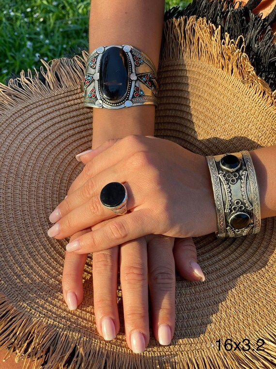 Tribal Afghan brown agate bracelet, Gypsy nomadic… - image 3