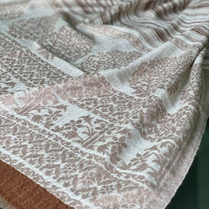 Woven merino wool shawl,Palatine beige-brown Kani pashmina,unisex scarf for all seasons, Himalayan shawl, spiritual clothing, wonderful gift image 9