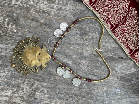 Vintage Afghan coins necklace, Berber massive pen… - image 7