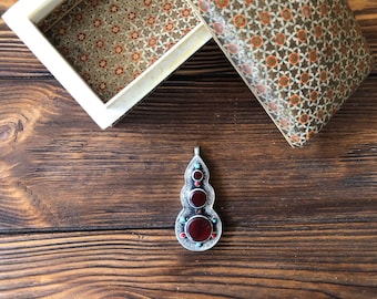 Afghan nomadic Pendant, carnelian Mexico pendant, Kuchi necklace, Antique berber medallion, beduin jewelry, wiccan amulet Pendant