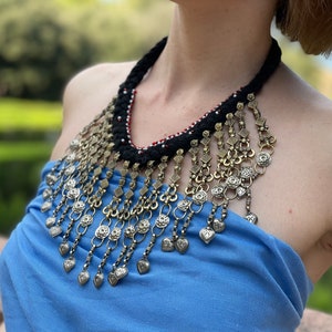 Vintage Afghan Tribal Necklace, Boho Amulet Jewelry, Kuchi Necklace, Berber Tuareg Ethnic