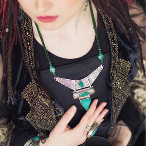 Berber ethnic turquoise necklace, tribal pendant necklace, bohemian jewelry