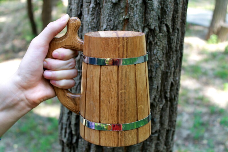Personalized Wooden Large Beer Mug Handmade DarkTankard Etsy