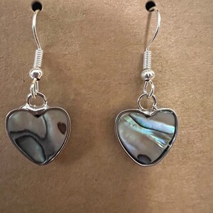 Abalone shell heart earrings