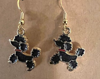Poodle earrings (available in black, blue, light pink, red, and white)