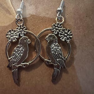 Silver Parrot Earrings