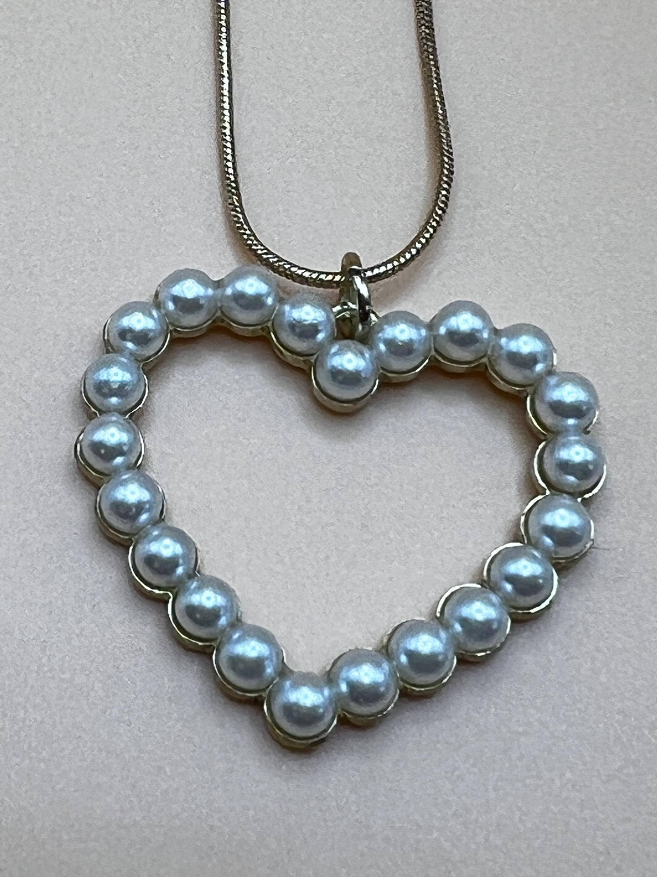 Gold Pearl Heart Necklace - Etsy Canada