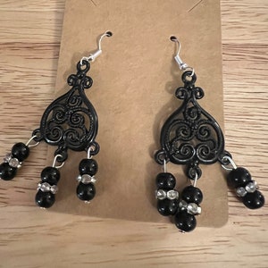 Black filigree dangle earrings