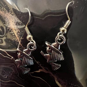 Halloween Small Flying Witch earrings