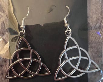 Large Silver Trinity Celtic Knot earrings