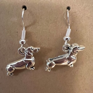 Silver Dachshund Earrings