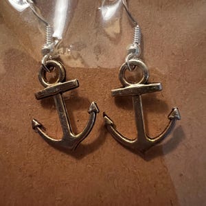 Silver anchor earrings