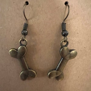 Dog Bone large copper earrings