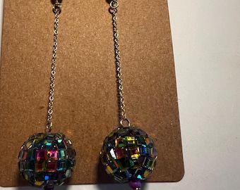 Gold Disco Ball stud earrings