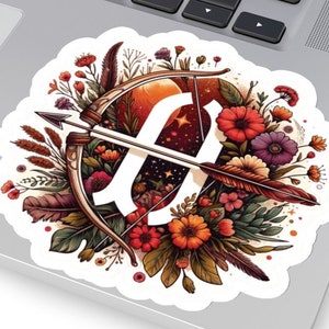 Boogschutter sterrenbeeld sticker - Boho botanisch thema, astrologie vinyl sticker - vuurteken, uniek Boogschutter cadeau