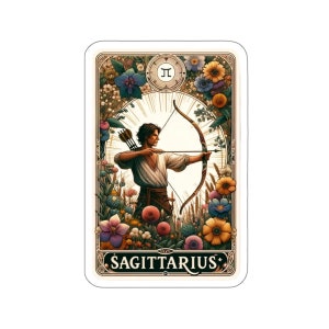 Sagittarius Tarot Card Zodiac Sticker: Astrology Decal for Laptops, Planners & Bottles - Unique Gift