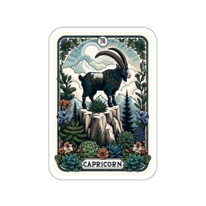 Tarot Card Capricorn Zodiac Sticker - Mystical Astro Decal for Planners, Laptops, Bottles - Capricorn Gift