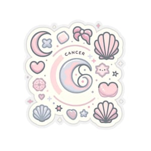 Romantische sticker dierenriem kanker - flirterige en emotionele astrologie sticker voor notebooks, telefoons en waterflessen | Leuk kankercadeau