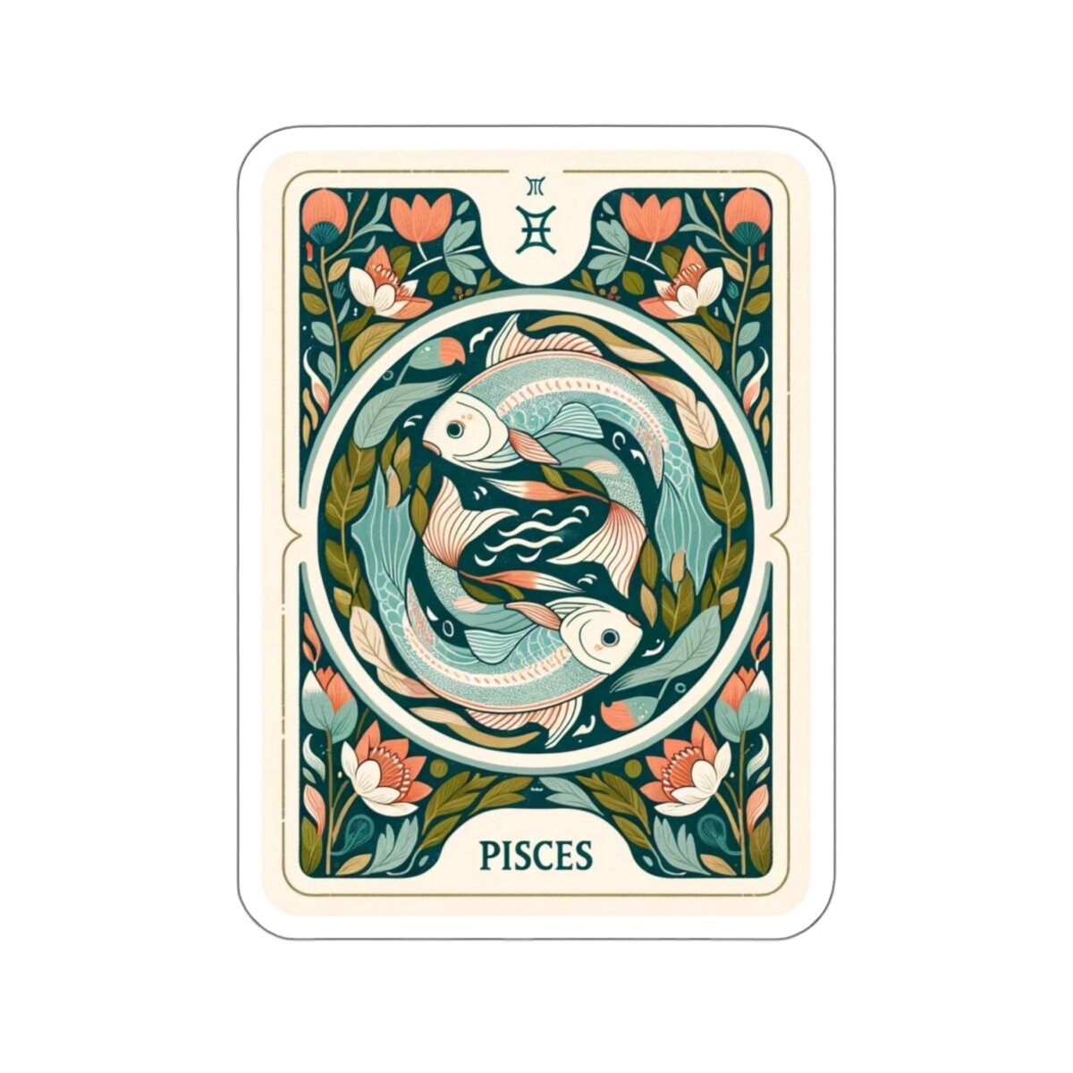 Mystical Pisces Zodiac Tarot Card Sticker: Astrology Decal for Journals, Bottles & Laptops