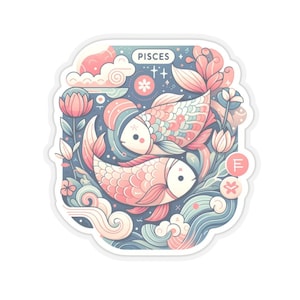 Sticker bloemen vissen - dromerige vissen en bloemen sticker voor waterflessen, laptops | Perfect vissencadeau