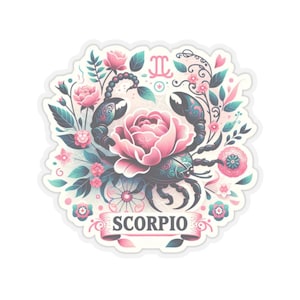 Sticker dierenriem bloemen Schorpioen - mystieke en intense bloem sticker voor tijdschriften, tech | Schorpioencadeau