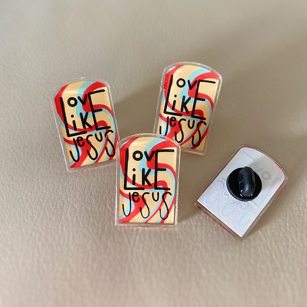 Love Like Jesus Acrylic Pin, Accessories, Trendy, Gift Ideas, Fashionable, Jacket Accessories, Pins, Cute Pins, Girly Pins, Stylish Pins