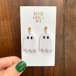 Cute Ghost Dangle Earrings, Dangle Earrings, Clay Earrings, Ghost Earrings, Earrings, Halloween Earrings, Fall Earrings