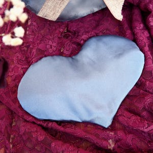 Weighted Heart Shaped Satin Eye Pillow - Filled with Organic Flax and Herbs - Aromatherapy Pillow