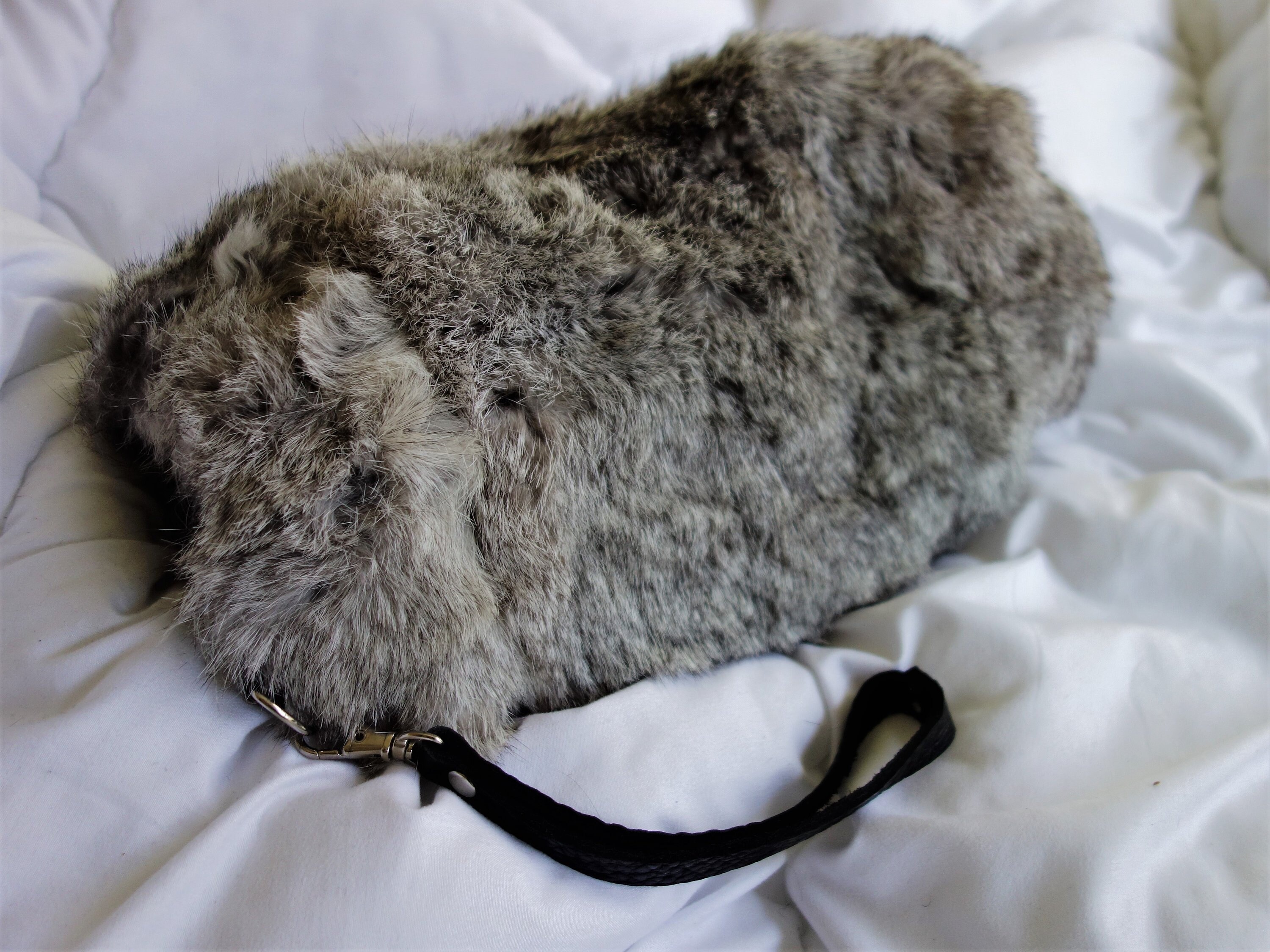 FUR elegant vintage rabbit fur hand muff with wristlet and Etsy