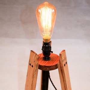 Hand crafted Oak, Scotch Whisky barrel stave edison table lamp, with or without an edison bulb image 1