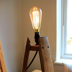 Hand crafted Oak, Scotch Whisky barrel stave edison table lamp, with or without an edison bulb image 5