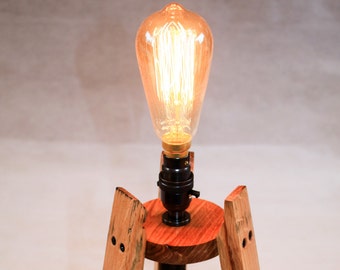 Scotch Whisky barrel stave edison table lamp, with or without an edison bulb