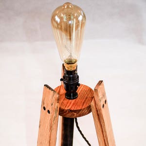 Hand crafted Oak, Scotch Whisky barrel stave edison table lamp, with or without an edison bulb image 2