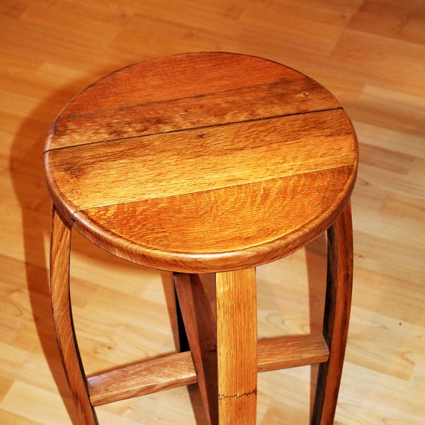 Hand crafted Oak bar/kitchen stool, made from reclaimed Scotch Whisky Barrel Staves