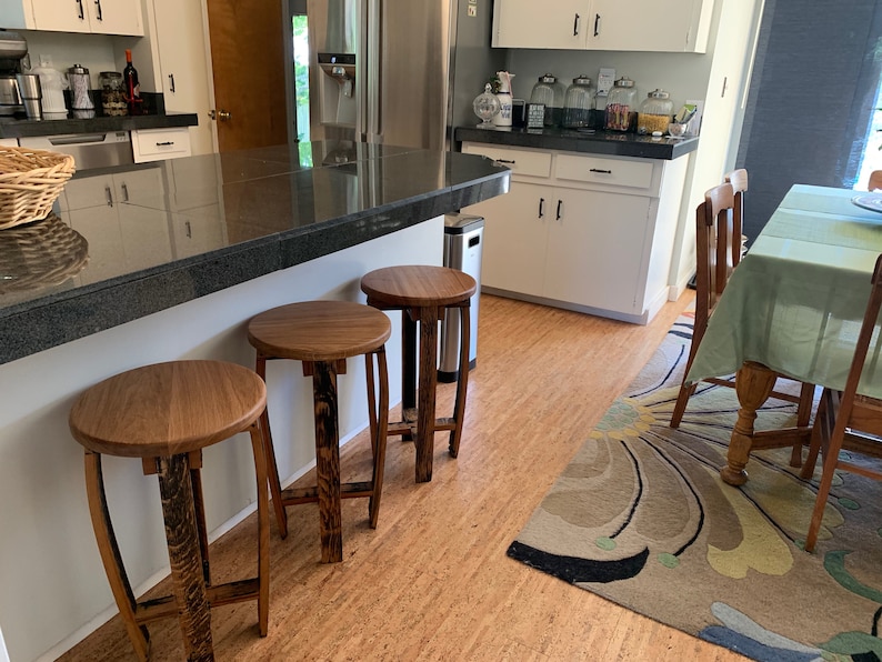 Oak Bar/kitchen Stool Made From Reclaimed Scotch Whisky Etsy