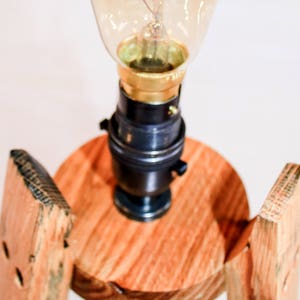 Hand crafted Oak, Scotch Whisky barrel stave edison table lamp, with or without an edison bulb image 4