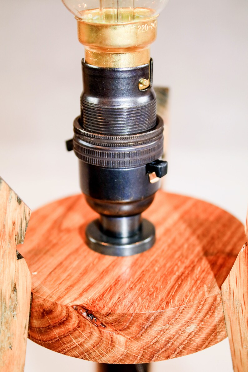Hand crafted Oak, Scotch Whisky barrel stave edison table lamp, with or without an edison bulb image 3