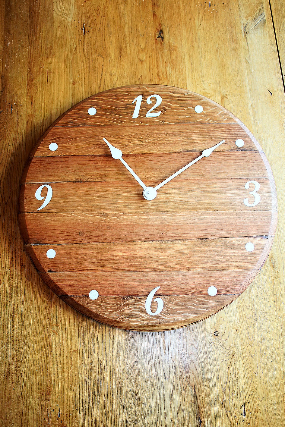 Oak Scotch Whisky Barrel lid Farmhouse Wall clock with hand Etsy