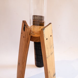 Hand crafted Oak, Scotch Whisky Barrel stave candle stands optional Glass Chimney image 7