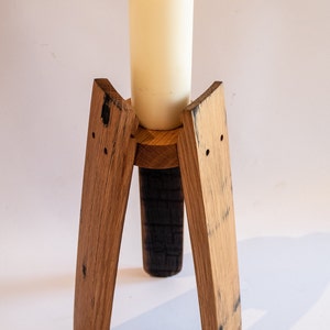 Hand crafted Oak, Scotch Whisky Barrel stave candle stands optional Glass Chimney image 3
