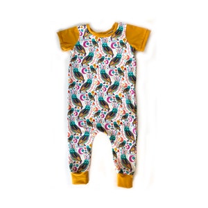 Superb Owl Romper // baby romper // toddler outfit // pull on romper // baby onsie //owl shirt image 1