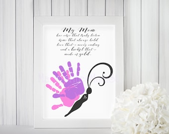 CADEAU D’anniversaire DIY des enfants - Butterfly Handprint - INSTANT Download Mother’s Day Printable - Handprint Art