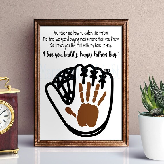 Daddy DIY Handprint Baseball Mitt Art Father's Day Etsy