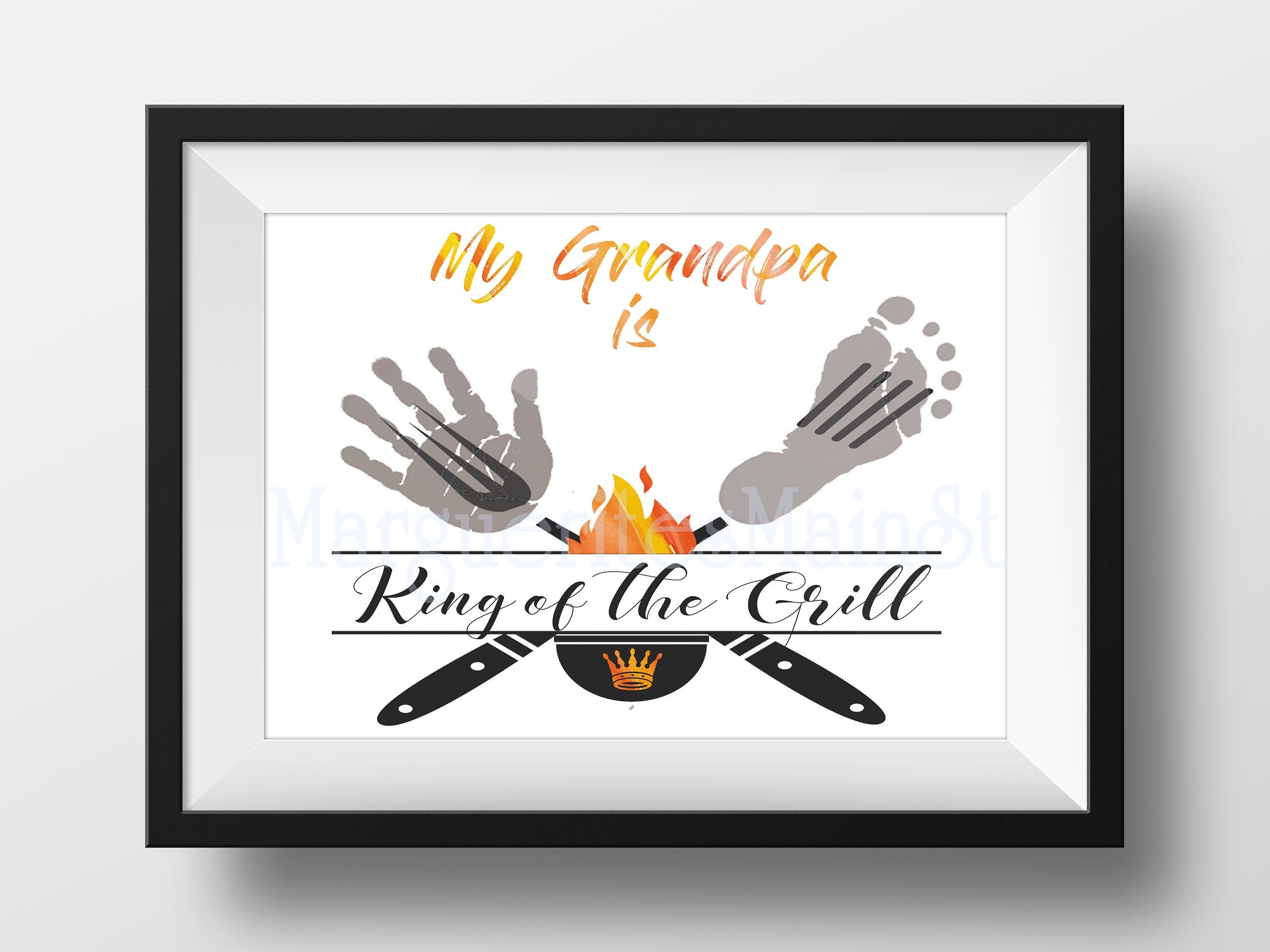 DIY Gift for Grandpa – BBQ – King of the Grill – Birthday Gift – INSTANT Download Birthday / Fathers Day Printable – Handprint Art