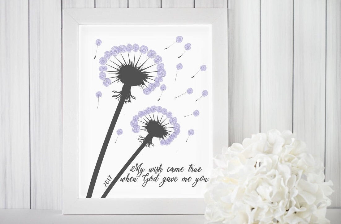 DIY Dandelion Fingerprint Art Gift from Kids INSTANT | Etsy