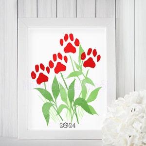 DIY Pfotenabdruck Kunst, Pfote Blumen, Geschenk vom Hund, Geschenk für Haustier Eltern, Hund Mama Geschenk, INSTANT Download druckbare, Pfotenabdruck Kunst